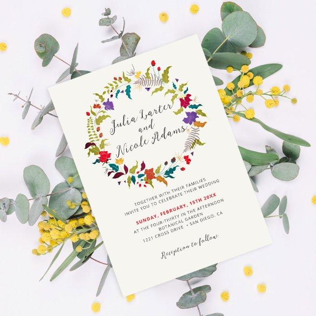 Invitación Corona de flores silvestres exóticas del bosque Fo (Subido por el creador)
