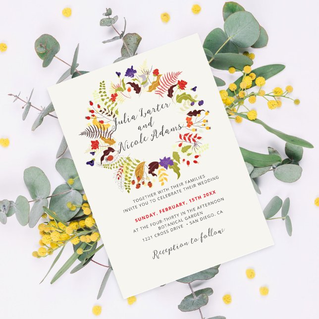 Invitación Corona de flores silvestres exóticas del bosque Fo (Subido por el creador)