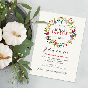 Invitación Corona de flores silvestres exóticas del bosque pa