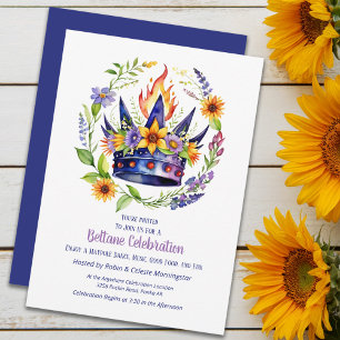 Invitación Corona de Fuego de Beltane Fiesta Floral de Verano