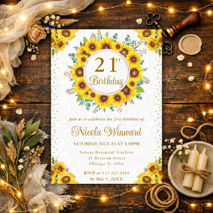 Invitación Corona de girasoles rústicos en acuarela Cumpleaño