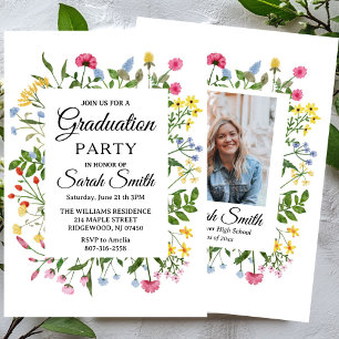 Invitación Corona de Graduación de Flores Silvestres en Acuar