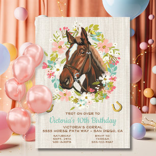 Invitación Corona de herradura dorada Fiesta de cumpleaños de