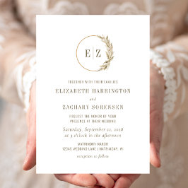 Invitación Corona de hierba de Pampas monograma boho beige bo