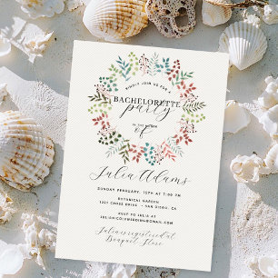 Invitación Corona de hoja de eucalipto caída Fiesta de solter