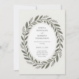 Invitación Corona de hoja de olivo Heritage Boda Mediterránea