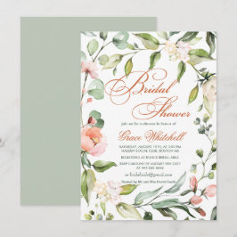 Invitación Corona de hojas botánicas, flores Ducha de novia