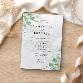 Invitación Corona de hojas de eucalipto verde botánico simple
