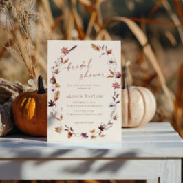 Invitación Corona de hojas de otoño de terracota boho para fi