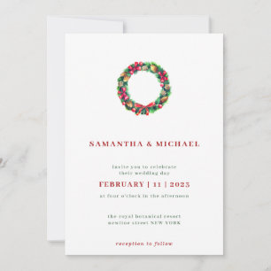 Invitación Corona de invierno roja simple y elegante de Navid