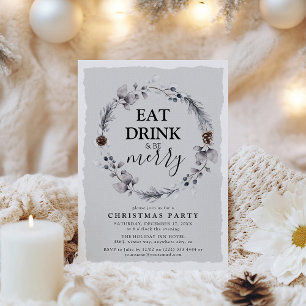Invitación Corona de invierno rústica Fiesta de Navidad
