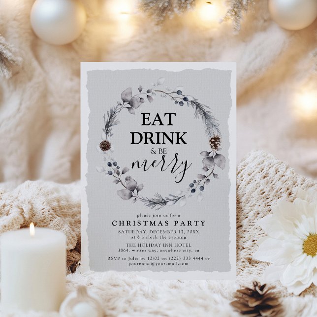 Invitación Corona de invierno rústica Fiesta de Navidad (Subido por el creador)