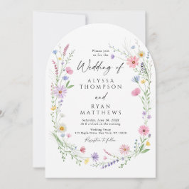 Invitación Corona de jardín de flores silvestres boda