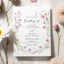 Invitación Corona de jardín de flores silvestres boda