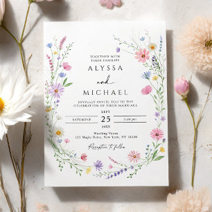 Invitación Corona de jardín de pradera de flores silvestres B