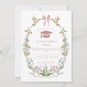 Invitación Corona de jardín floral de graduación