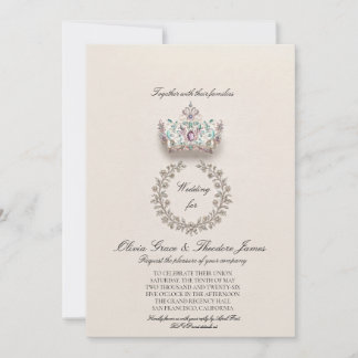 Invitación Corona de joyas de amatista y azul turquesa con fl
