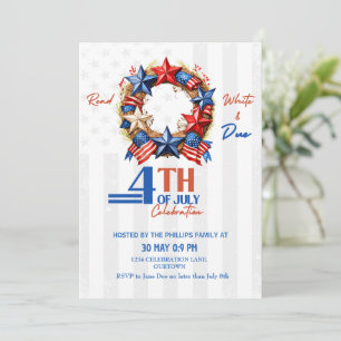 Invitación CORONA DE LA BANDERA DE EE. UU. 4 DE JULIO patriót