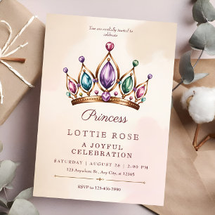 Invitación Corona de la Princesa de Oro Rosa Cuento de Hadas 