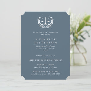Invitación Corona de Laurel de Calificaciones de Ley Gris Azu