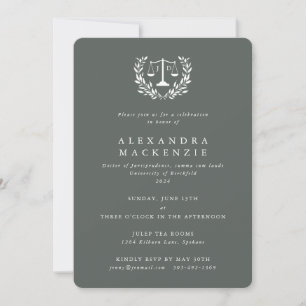 Invitación Corona de laurel de escalas de la ley JD gris-verd