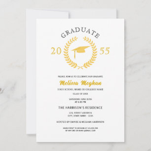 Invitación Corona de Laurel Formal Elegante Dorada Fiesta 