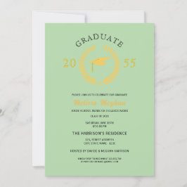 Invitación Corona de Laurel Formal Elegante Dorada Fiesta
