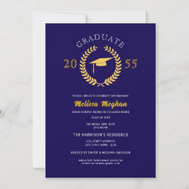 Invitación Corona de Laurel Formal Elegante Dorada Fiesta