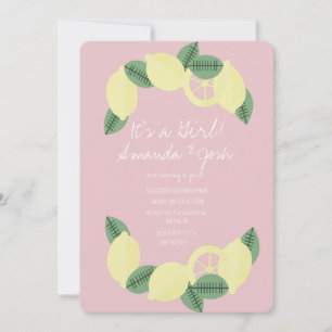 Invitación Corona de limón cítrico minimalista para baby show