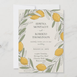 Invitación Corona de limón y olivo mediterráneo para boda Her
