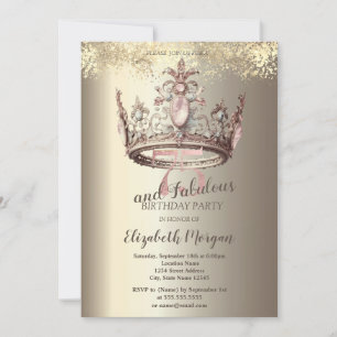 Invitación Corona de lujo Confeti dorado Cumpleaños 75