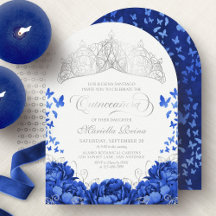 Corona de Mariposas Elegantes Azules Reales Quince