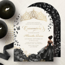 Corona de Mariposas Florales de Oro Negro Quinceañ