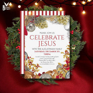 Invitación CORONA DE NAVIDAD CELEBRA A JESÚS Fiesta de Navida