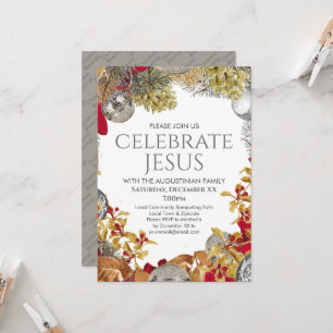 Invitación CORONA DE NAVIDAD CELEBRA A JESÚS Fiesta de Navida