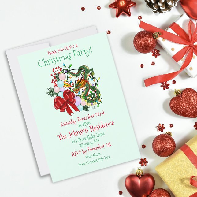 Invitación Corona de Navidad de dragón chino de fantasía (Subido por el creador)