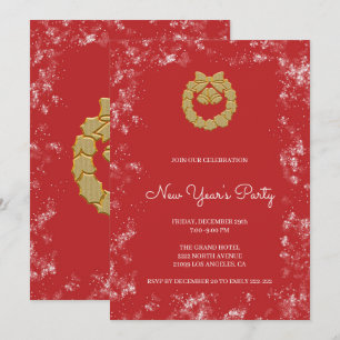 Invitación Corona de Navidad de oro