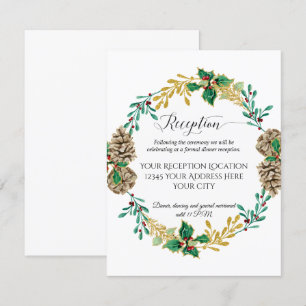 Invitación Corona de Navidad de oro Foliage Recepción de Boda