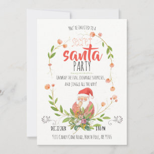 Invitación Corona de Navidad de Papá Noel al aguarela Secret