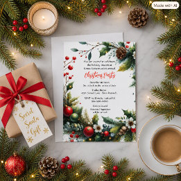 Invitación Corona de Navidad para fiesta de empresa con Poins