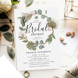 Invitación Corona de novia con orquídea rosa y hojas secas bo