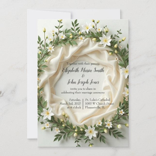 Invitación Corona de Novia de Lirio (Anverso)