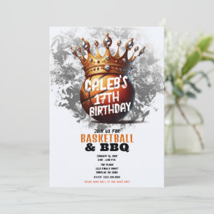 Invitación Corona de Oro de Baloncesto Fondo de Foto de Cumpl