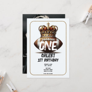 Invitación Corona de Oro Rey del Fútbol Foto Fondo Cumpleaños