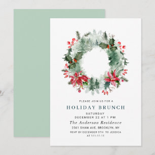 Invitación Corona de paisaje forestal BRUNCH NAVIDEÑO FESTIVO