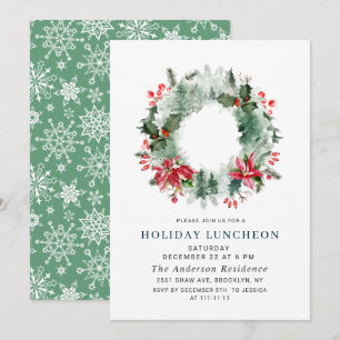Invitación Corona de paisaje forestal COMIDA NAVIDEÑA FESTIVA