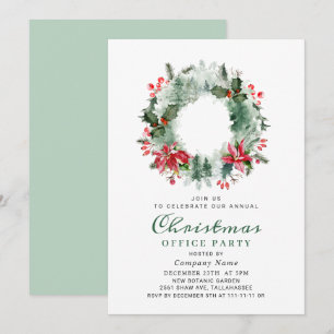 Invitación Corona de paisaje Navidad Acebo Fruta Fiesta