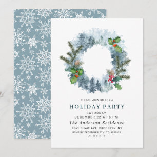 Invitación Corona de paisaje Navidad Acebo Fruta Fiesta