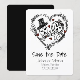 Invitación Corona de Pareja Esqueleto Corazón Garabato Save t