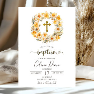 Invitación Corona de Pascua Floral Narciso Bautizo